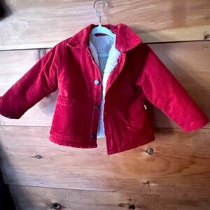 arsene et les pipelettes red corduroy jacket with shearling lining 18 months
